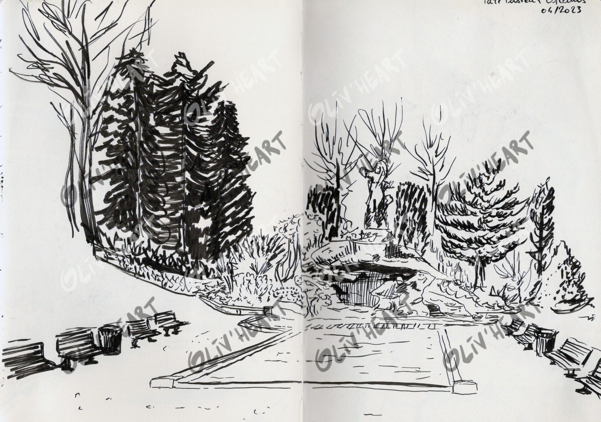 Carnet de voyage encre - Parc Pasteur Orléans