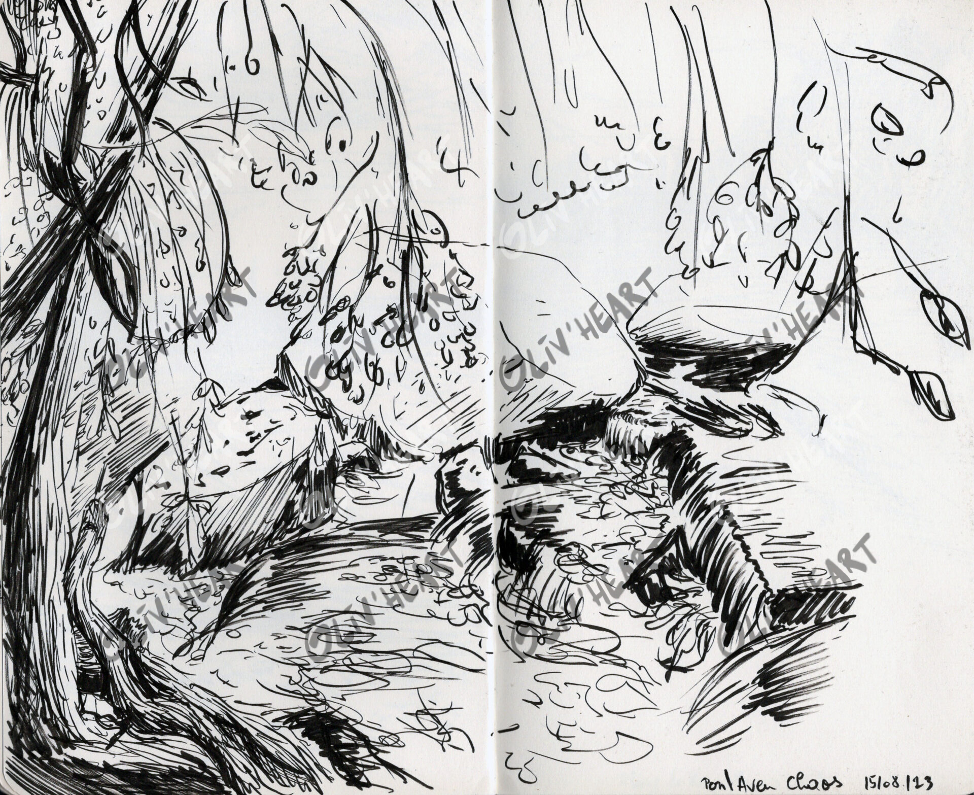 Carnet de voyage - Encre - Chaos de Pont Aven