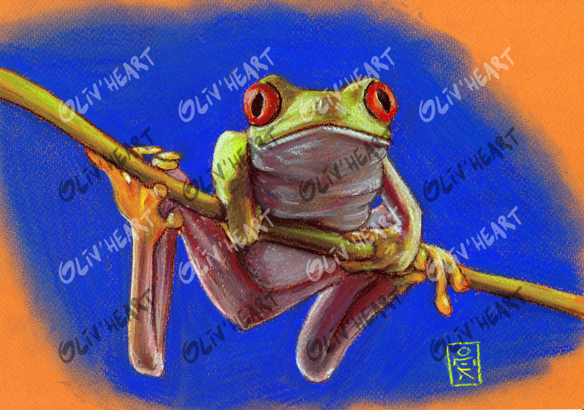 Animaux - grenouille - Pastel