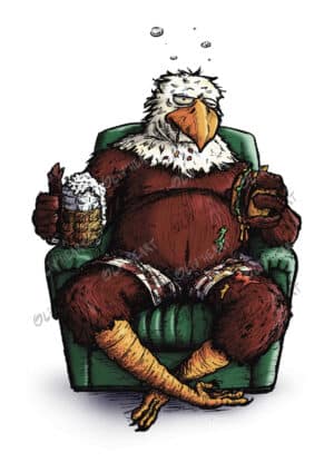 Picargue americain en mode biere et burger - personnage original amusant