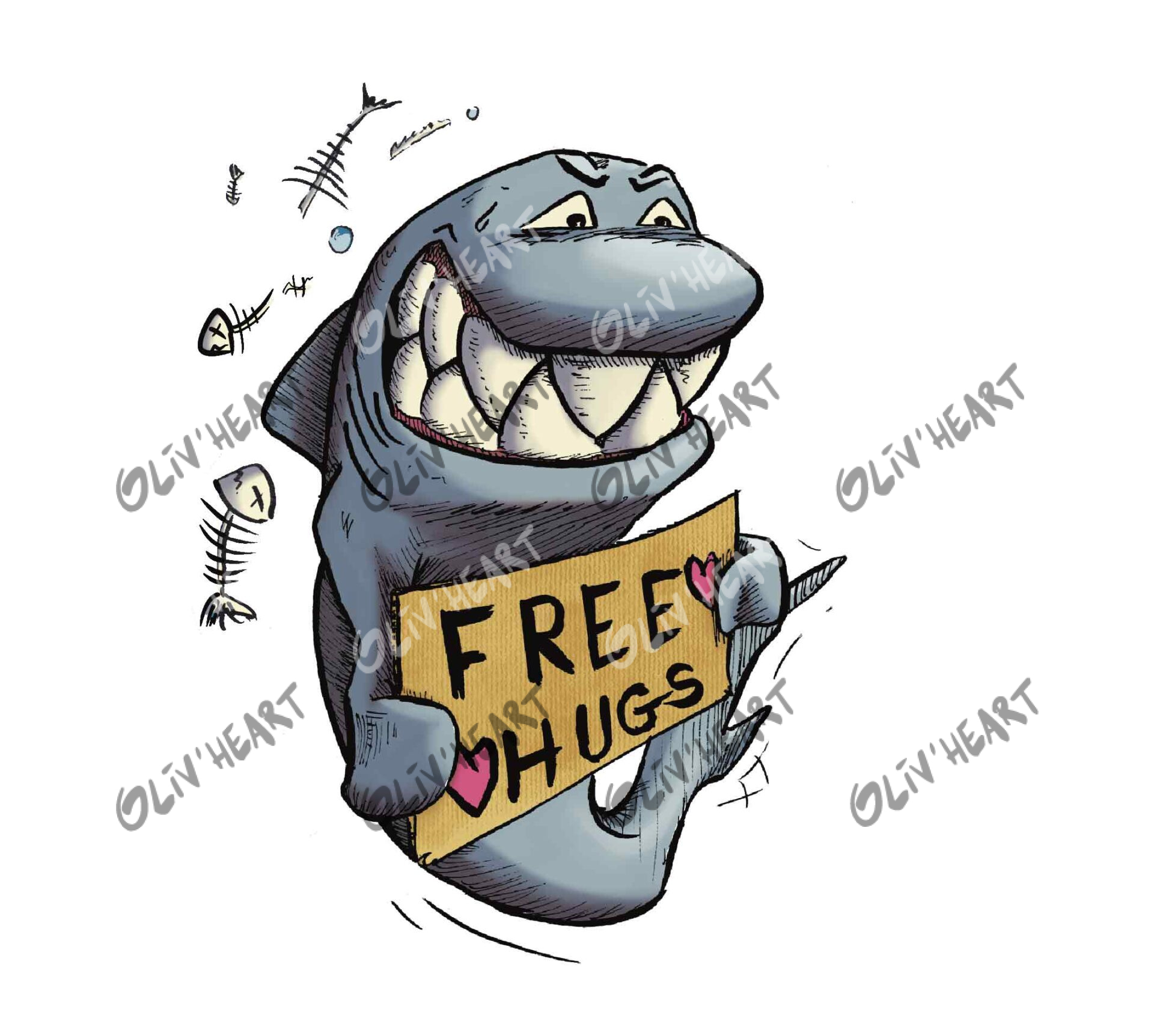 boutique illustrations sticker requin marrant