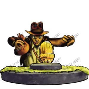 boutique illustrations sticker Illustrations pop culture Indiana jones se concentre pour voler l'idole