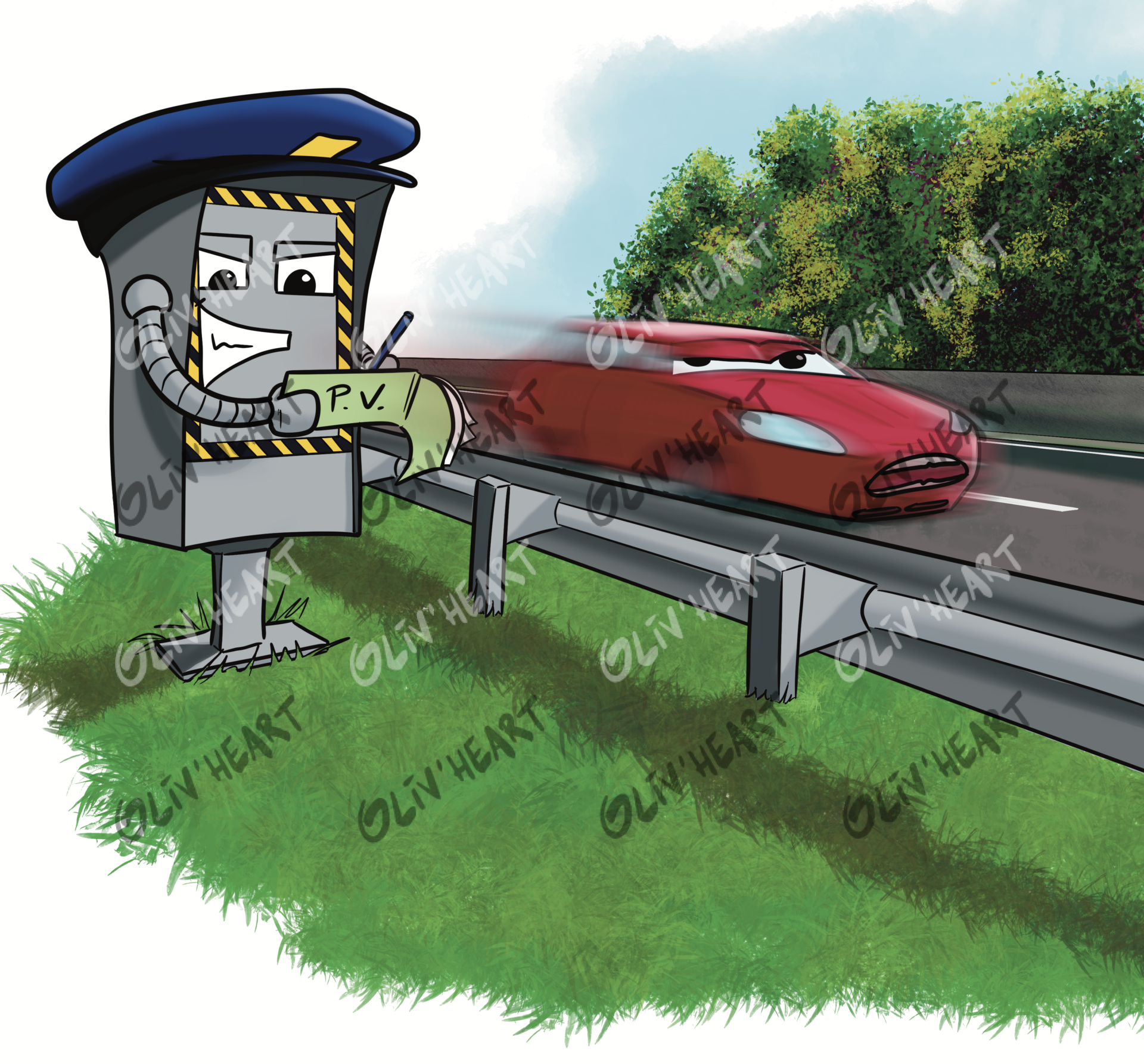 Fan art Cars - Illustration d'humour pour enquêtes scientifiques seconde