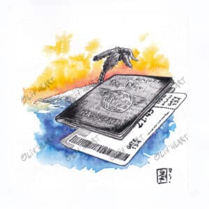 Encre et aquarelle - Paysage - voyage