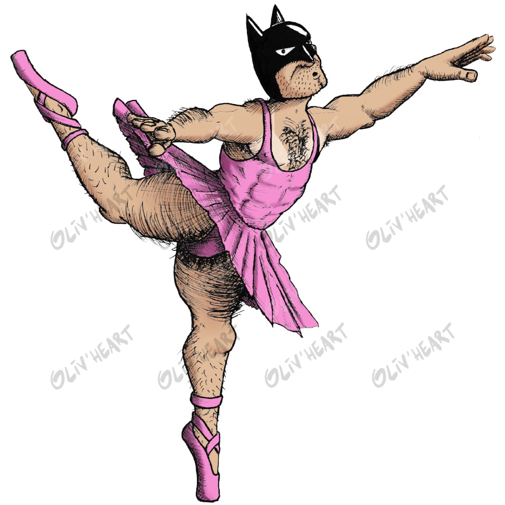 Fan-art drôle Batman en tutu - Encre et digital