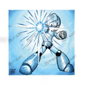 Megaman blast - encre et aquarelle fan-art pop culture
