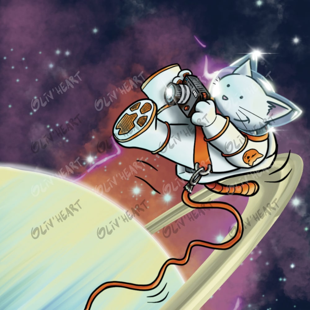 Marque-page avec personnage original et amusant récurent - Chat dans l'espace