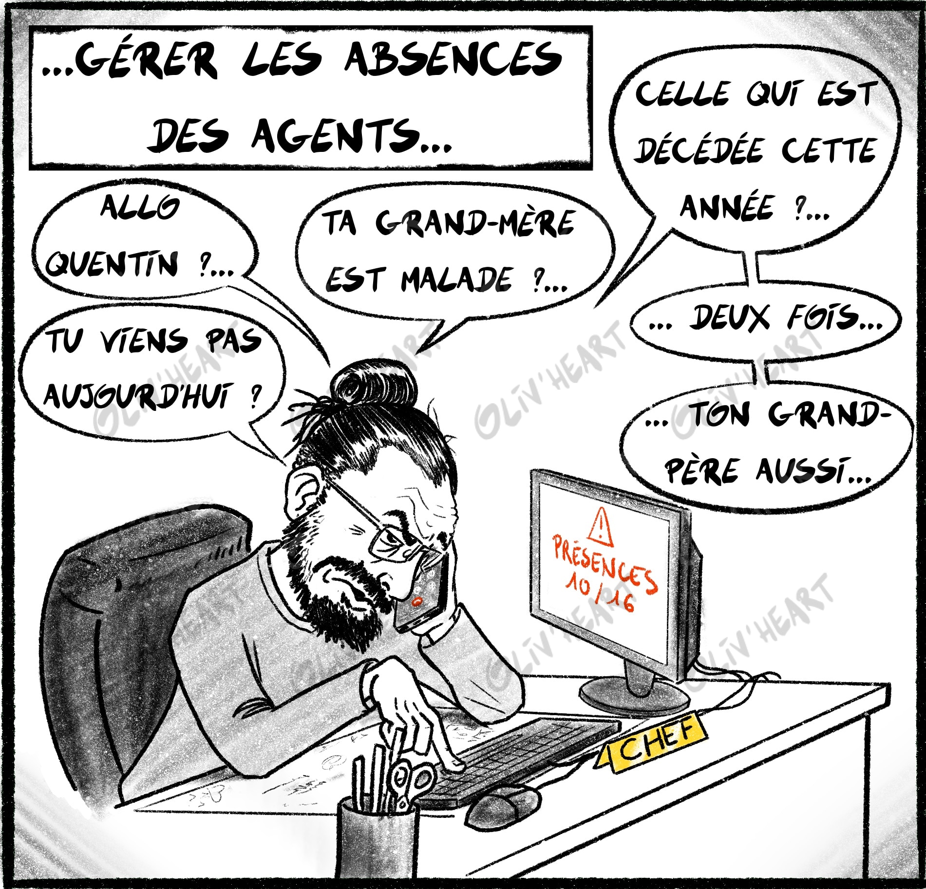 Caricature personnalisée humoristique métier - digital