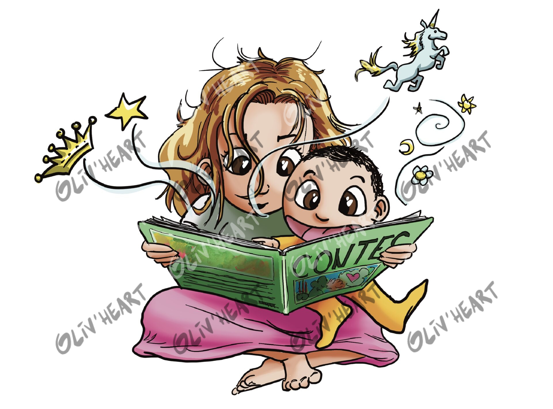 Commande illustration caricaturale personnalisée pour diplôme de grande soeur - digital