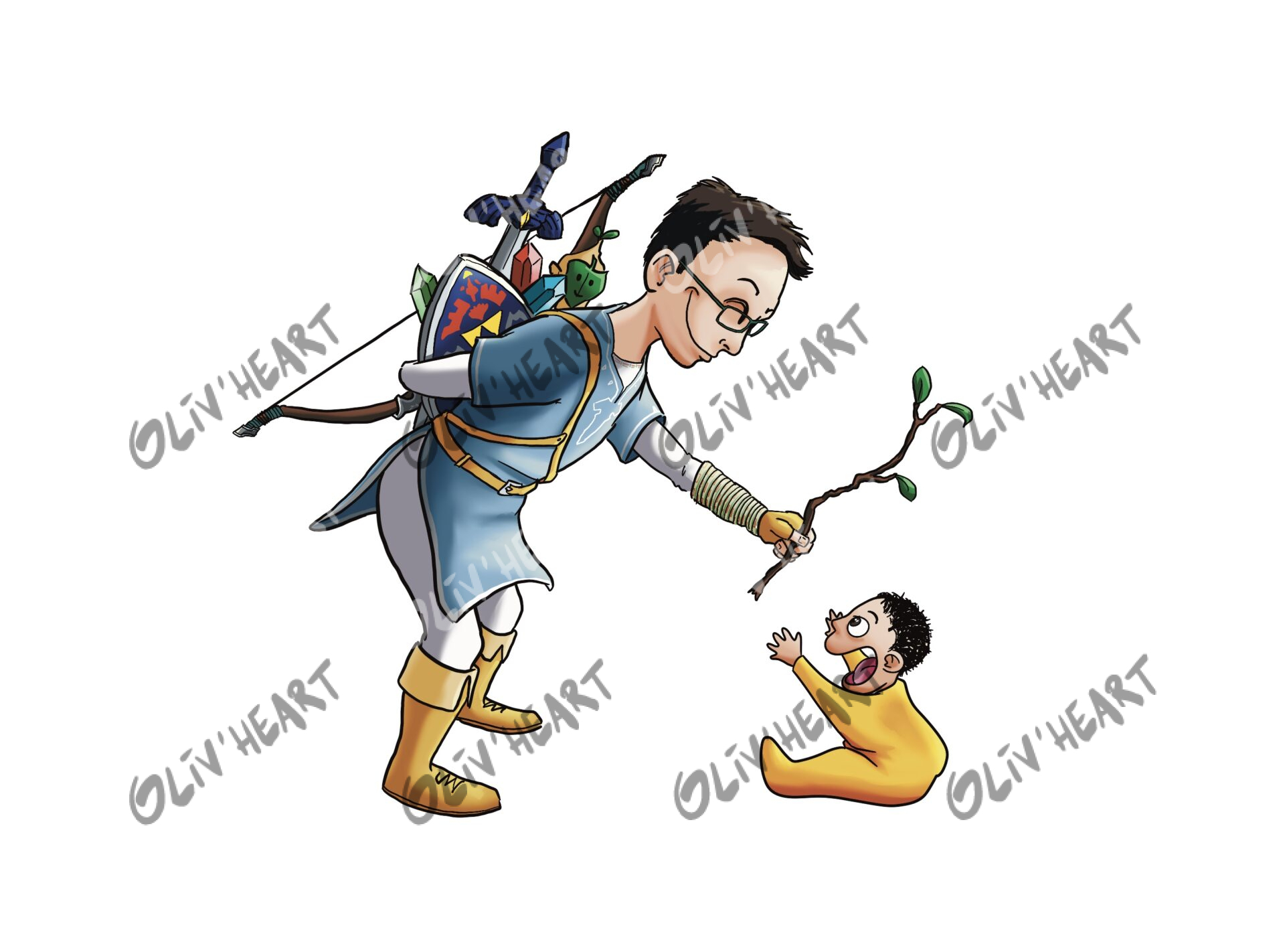 Commande illustration caricaturale personnalisée pour diplôme de grand frère - digital