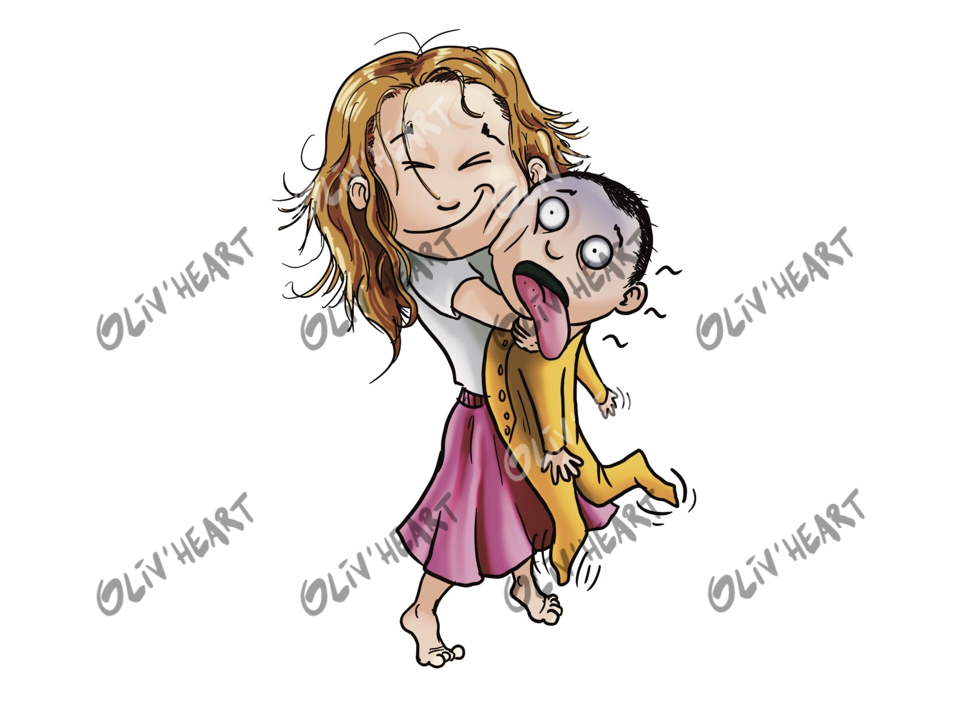 Commande illustration caricaturale personnalisée pour diplôme de grande soeur - digital