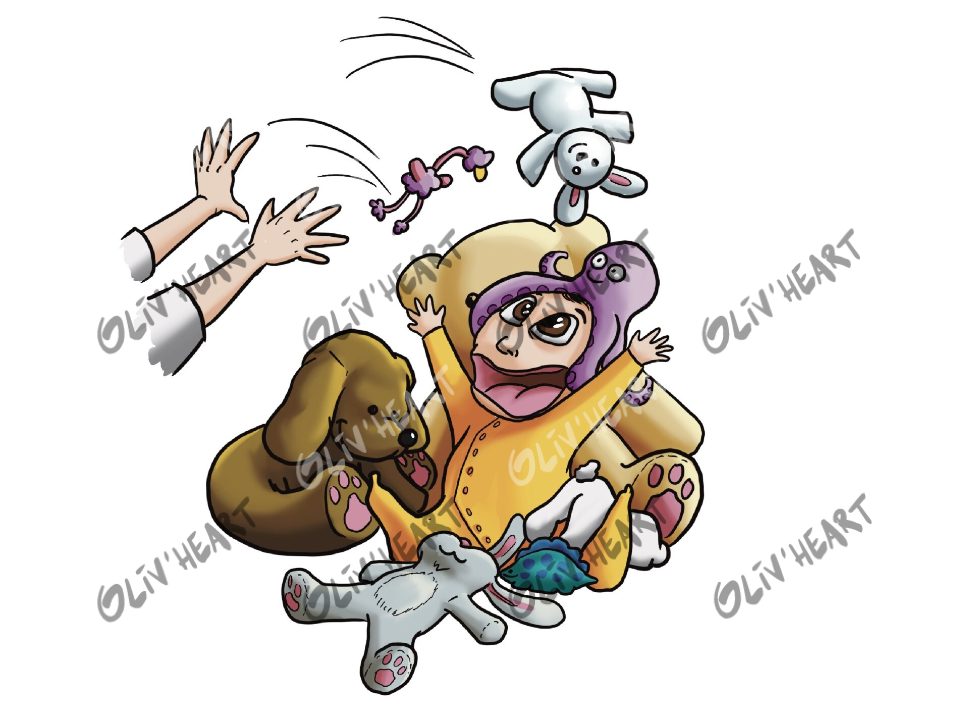 Commande illustration caricaturale personnalisée pour diplôme de grande soeur - digital