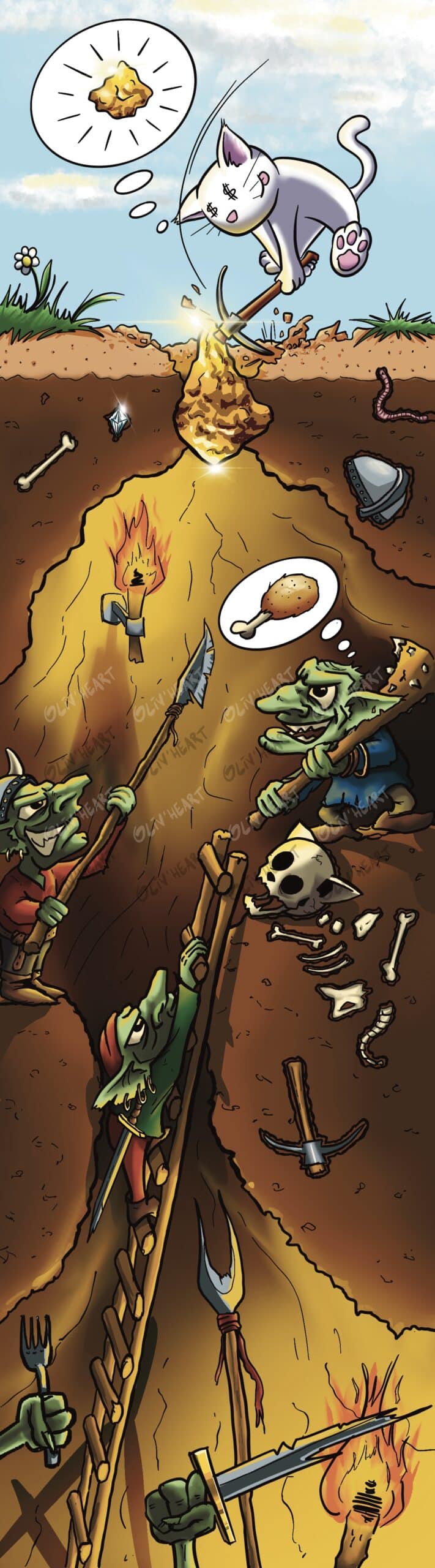 boutique illustrations Marque-page avec personnage original et amusant récurent chat - Flocon mineur - goblins