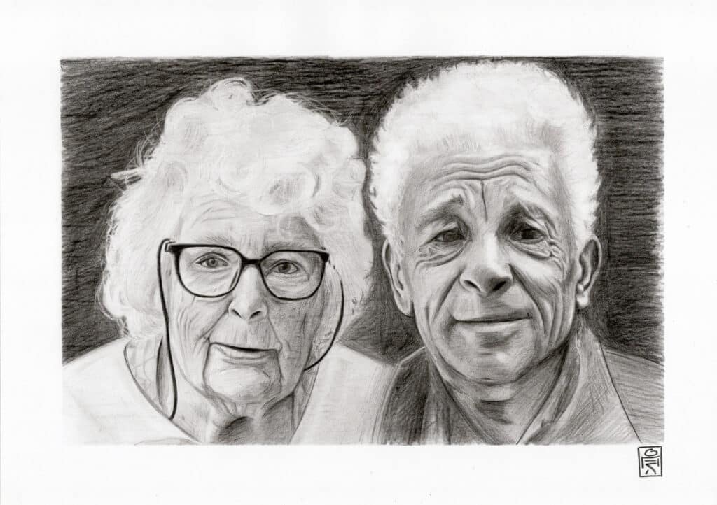 Portrait couple au Graphite - illustration personnalisée