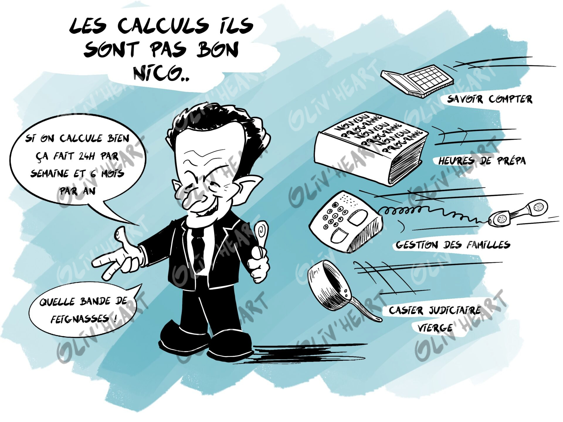 Caricature dessin de presse humoristique - Sarkozy - digital