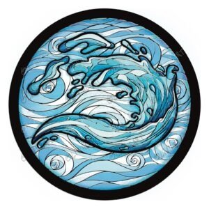 Badges 4 Badge vitrail Eau – illustration originale Oliv’Heart