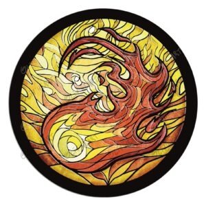 Badges 2 Badge vitrail Feu – illustration originale Oliv’Heart