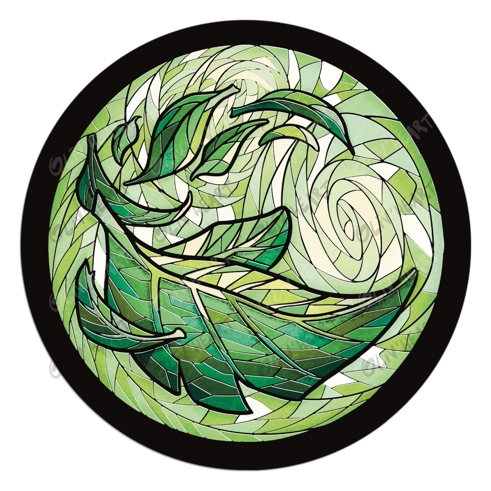 Badge vitrail – Forêt 1 Badge vitrail Forêt – illustration originale Oliv’Heart