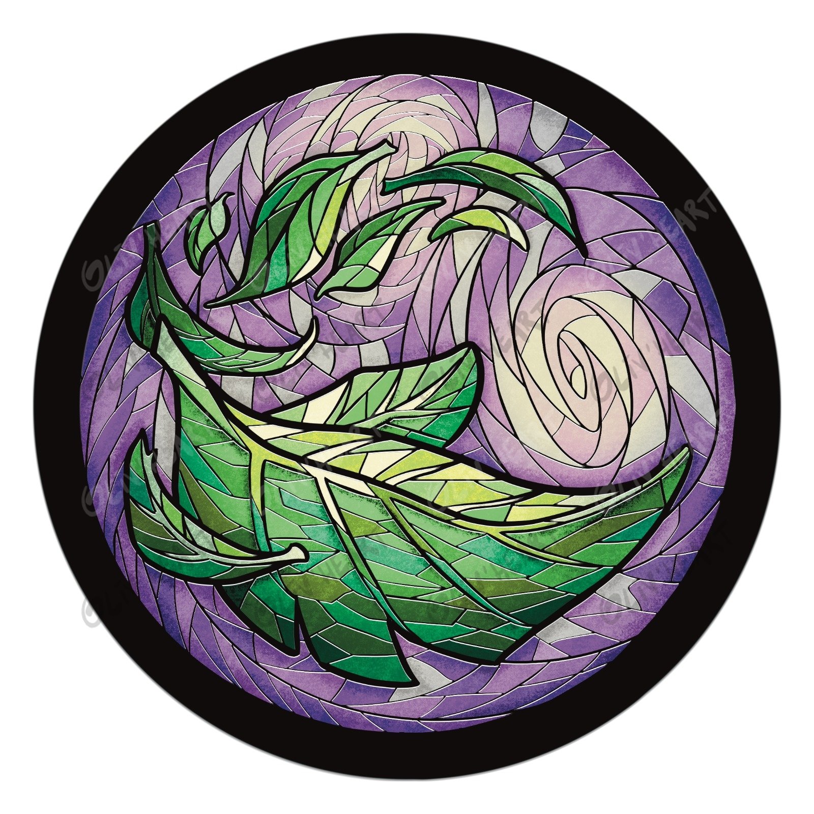 Badge vitrail – Forêt 2 Badge vitrail Forêt – illustration originale Oliv’Heart