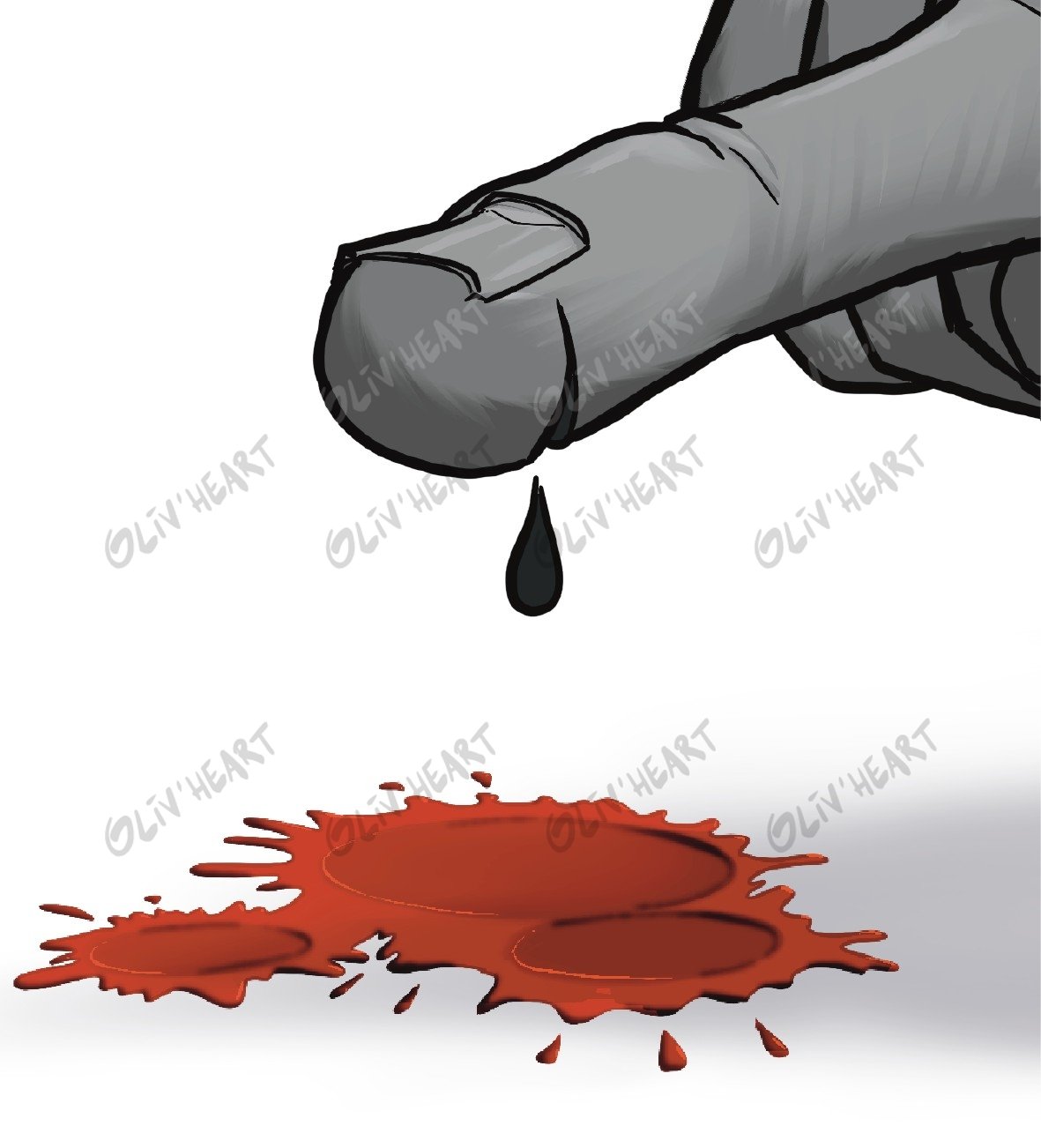 Goutte de sang – illustration d'Olivier Souriou (Oliv'Heart) pour « 3 enquêtes de police scientifique » Physique-Chimie 1re, Ellipses
